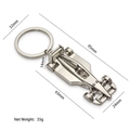 Silver metal F1 race car keychain, 35g weight with 95mm total length dimensions - X-034 Solid F1 Racing Car