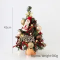 Mini árbol de Navidad 45cm de sobremesa con Papá Noel de fieltro y luces LED - Árbol Decorado de 45cm con Luces LED