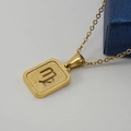 18K gold plated Virgo zodiac pendant necklace with a rectangular matte finish charm - Virgo