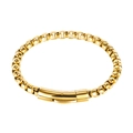Pulsera punk de acero inoxidable dorado con cierre cilíndrico sobre un fondo blanco puro - 19cm / Dorado