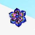 Fashion crystal flower brooch with deep blue and purple petals for wedding dresses - Cyan