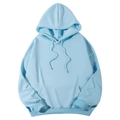 Détails du sweat à capuche bleu clair avec cordons ajustables et poignets côtelés - S / Hauts / Bleu Clair