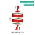 Christmas tree red and white swirl candy hanging ornament with green glitter detail 15cm - 15cm Square Red White Green Stripe (Single)