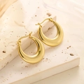 Polished 18k gold chunky hoop earrings on light stone surface in minimalist style - EH001/Chunky C-Shape / Gold