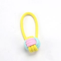 Gioco per cani in corda di cotone intrecciata con nodi colorati giallo rosa e blu - Palla a Anello Singolo 60g