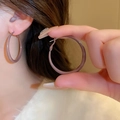 Minimalistische vintage geometrische ronde oorringen in roze-bruin emaille voor vrouwen - 34# 925 Sterling Silver Earring Post-Lotuswortel Roze Glanzende Vintage Creolen