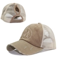 Cappellino da baseball MAMA a rete kaki invecchiato con foro per coda di cavallo - Taglia unica / Cachi