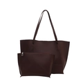 Grand sac cabas marron foncé pour femme avec pochette zippée assortie au style épuré - Ensemble de sacs à bandoulière / Marron