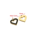 Gold and black heart pendant in stainless steel with 16mm width and 1.2mm hole size - 16mm Gold Heart (Black)
