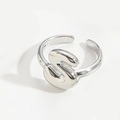 Minimalist silver twist knot open adjustable ring with sleek polished metal finish - Letter S Style