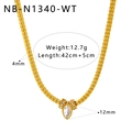 Collar de cadena de serpiente bañada en oro de 18K con circonita blanca marquesa - Nb-n1340-wt