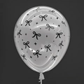Transparent latex party balloon with black bow and star prints for elegant decoration - 12 Inch Transparent With Black Bowknot Print