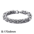 Silbernes 8mm Byzantinisches Titanstahlketten-Armband mit Karabinerverschluss 170mm - Byzantinischer Stil Geflochtene Kette 170x8mm(KB168583-Z)