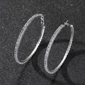 Oversized silver crystal hoop earrings with sparkling micro-pave rhinestones for women - 6cm / Silver Grey Crystal 6cm