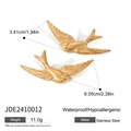 Detaillierte Größenangaben für vogelförmige Edelstahl-Ohrringe in goldener Farbe - Schwalben-Design (JDE2410012)
