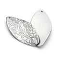 Set of two silver stainless steel DIY pendants with detailed relief pattern and mirror finish - Patterned/Mirror Long Pendant 17mmx37mm