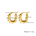 Detail view of 22mm gold irregular hoop earrings with small pearls and high polish finish - Irregular C-Shape Pearl Zirconia (E257)