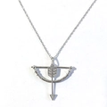 Collar de flecha de Cupido en plata de ley 925 con detalles de circonita brillante - Oro Blanco