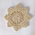 Bohemian off-white flower woven wall decor or coaster on clean white background - Octagonal Flower 30cm