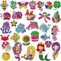 DIY 5D diamond painting stickers set for kids with mermaid and insect patterns - Mermaid Insect Series 1