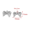 Silver stainless steel bow pendant with 16mm width and 11mm height for DIY jewelry - Steel-A (0.94g)