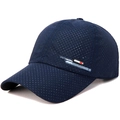 Berretto da baseball blu scuro traspirante in rete ad asciugatura rapida con logo - Regolabile / Blu Notte