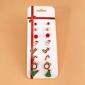 8-pair Christmas stud earring set featuring Santa, Reindeer, and Tree motifs - Christmas Earring Set (HZS2309-4)