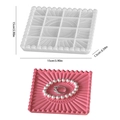Square silicone mold for jewelry trays with radial texture and finished pink sample - Sun Flower Tray Mold