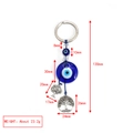 Detailed dimensions of evil eye and tree of life keychain with size measurements - Tree of Life Deep Blue Disc