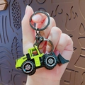 Miniature yellow alloy construction loader keychain with realistic wheels and bucket - Green Bulldozer