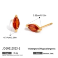 Gold Orange Marquise Gemstone Stud Earrings (JDE0212023-1)