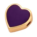 DIY heart charm with purple enamel inlay and golden metal border for jewelry making - Heart-Purple
