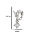 Silver earring dimensions 1.37cm height with butterfly zirconia pendant detail - Butterfly Style (2#) / Silver