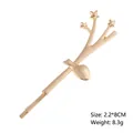 Golden reindeer antler hair clip with star accents and polished alloy finish - Style 12 Gold