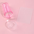 Pink silicone nail art stamper and scraper set for professional manicure printing - E058-4 Pink Single Head Stamper Set / Pink
