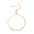 Adjustable gold bracelet with five oval zircons and high-polish finish on white background - Five Oval Zirconia (K-679)