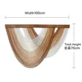 Böhmischer Wandbehang mit braunem Baumwollfransen-Verlauf und Holzbalken 100cm - 100*70cm / Khaki