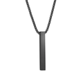 Personalisierte mattschwarze Edelstahl-Halskette mit rechteckigem Anhänger und Box-Kette - Schwarz (Rundperlenkette)