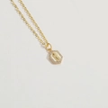 Gold plated hexagonal Virgin Mary pendant necklace with zircon halo for women - Hexagon Mary