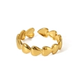 Detail of interlocking heart-shaped links on an 18K gold-plated stainless steel open ring - Heart String Style (TR4149)