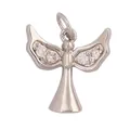 Silver angel pendant with zircon wings for DIY jewelry making and necklaces - Winged Angel / Silver