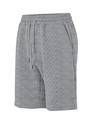 Detailed view of grey waffle knit fabric texture and drawstring waist on men's shorts - Light Gray