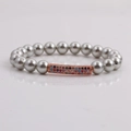 8mm shell pearl bracelet with a rose gold curved tube featuring colorful zircon inlays - Silver