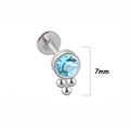 Stainless steel labret piercing with light blue crystal cluster and 7mm decorative top - Sapphire Blue Rhinestone Style (6 silver) / 1.2*8mm / Silver