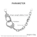Collana con manette in acciaio inossidabile e catena a maglia larga da 600mm - Collana Design a Manette (KN231329-Z)