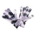 Detail shot of tie-dye knit gloves featuring ribbed cuffs and thick windproof texture - Tie-dye Black & White