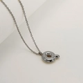 Minimalist silver bubble letter O necklace pendant in polished stainless steel - Letter Q / Silver