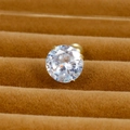 Classic round AAA zircon stud earring with gold four-prong setting on brown velvet box - 8mm / Gold