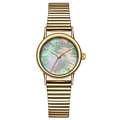 Elegant gold watch with a colorful mother of pearl dial and minimalist metal strap - Mermaid White