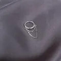 Minimalist S925 sterling silver chain tassel hoop earring with polished finish - 925 Silver / Silver